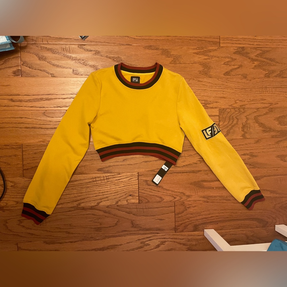 LF Yellow Crop Top with Black and yellow Accents